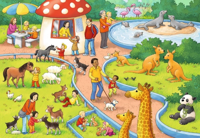 Ravensburger: puzzle 2 in 1 - una giornata allo zoo