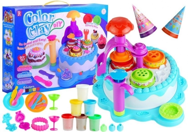 Set di plastilina compleanno con accessori 6 colori