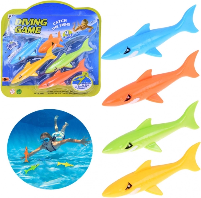 Set di 4 squali colorati per l'insegnamento delle immersioni per bambini