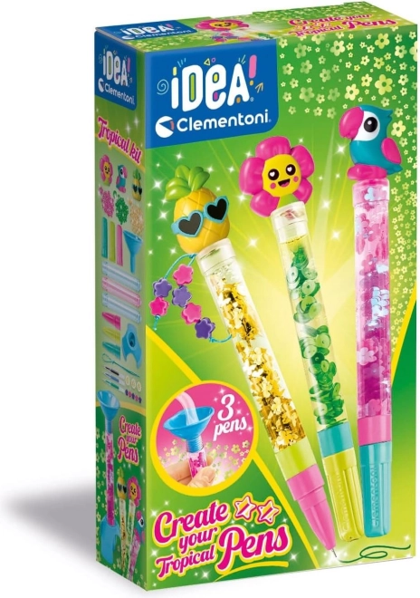 CLEMENTONI IDEA Set creativo per la realizzazione di penne – tropicale
