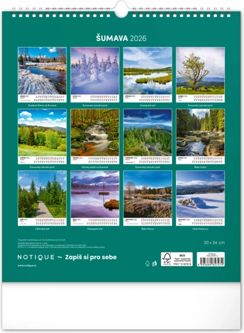 Calendario da parete Šumava 2026