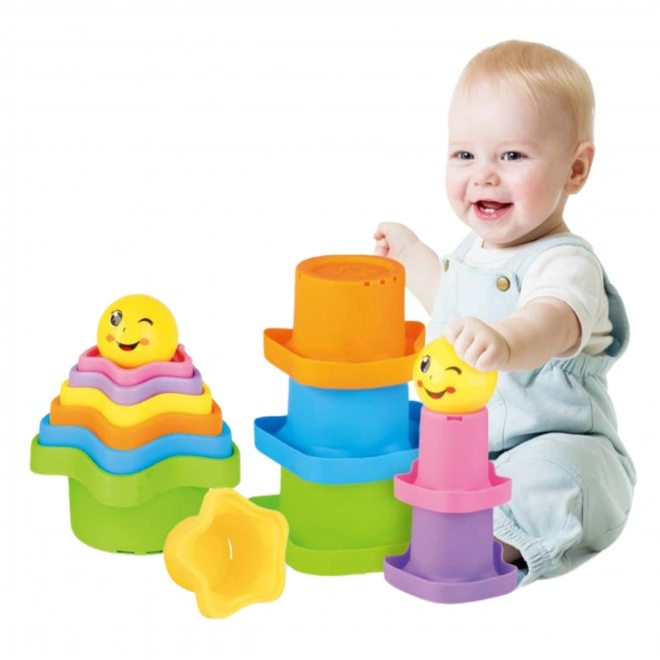 Piramide sensoriale con tazze a forma di stelle e pallina woopie baby