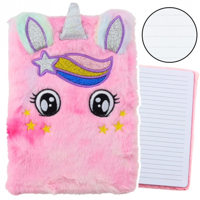 Quaderno peluche con unicorno rosa arcobaleno