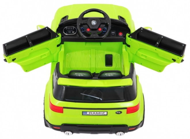 Auto elettrico per bambini verde con telecomando, sicurezza MP3 e luci LED