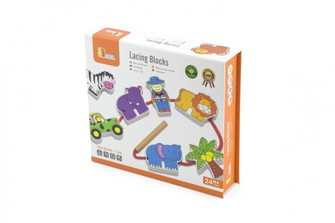 Gioco di infilatura e intreccio safari zoo VIGA in legno