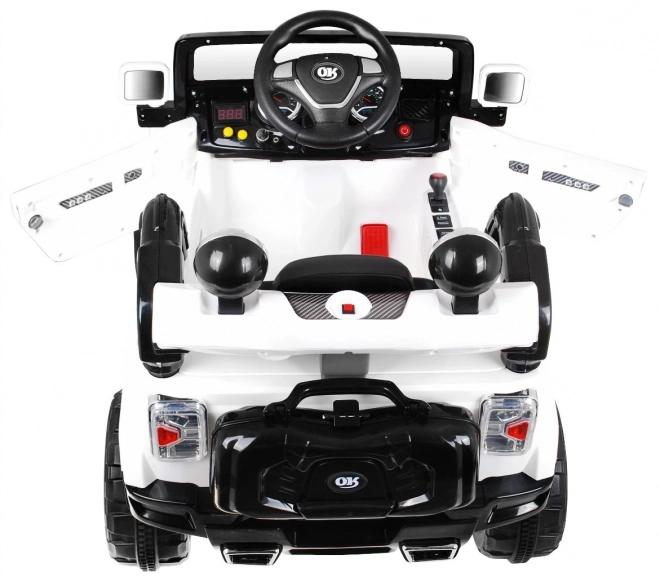 JJ auto fuoristrada a batteria per bambini Bianco + Telecomando + Spazio di stoccaggio + Luci + Audio