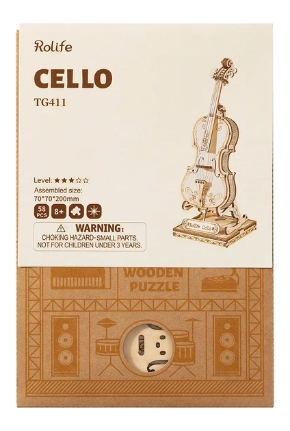 Puzzle 3D in legno Violoncello di RoboTime