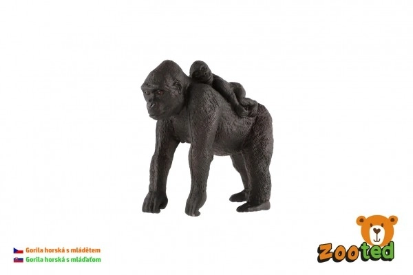 Gorilla Di Montagna Con Cucciolo in Plastica 9cm in Sacchetto