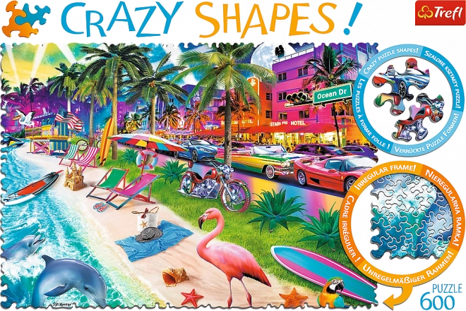 Puzzle Trefl Crazy Shapes Plaża a Miami 600 pezzi