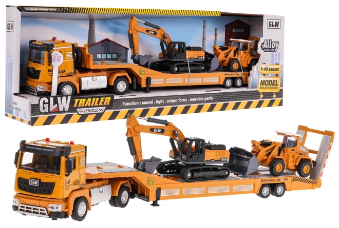 Set costruzioni con camion e rimorchio