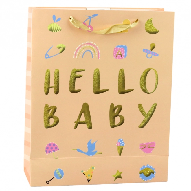 Borsa regalo per bambino Hello Baby color pesca
