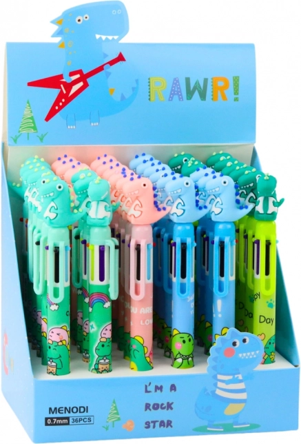 Penna multicolore per bambini con figura di dinosauro