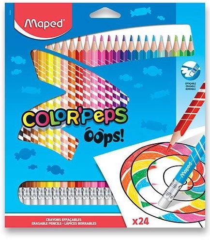 Pastelli triangolari cancellabili MAPED Color'Peps Oops 24 pezzi