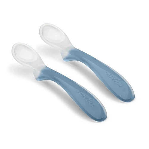 Set di 2 cucchiai in silicone, azzurro polvere