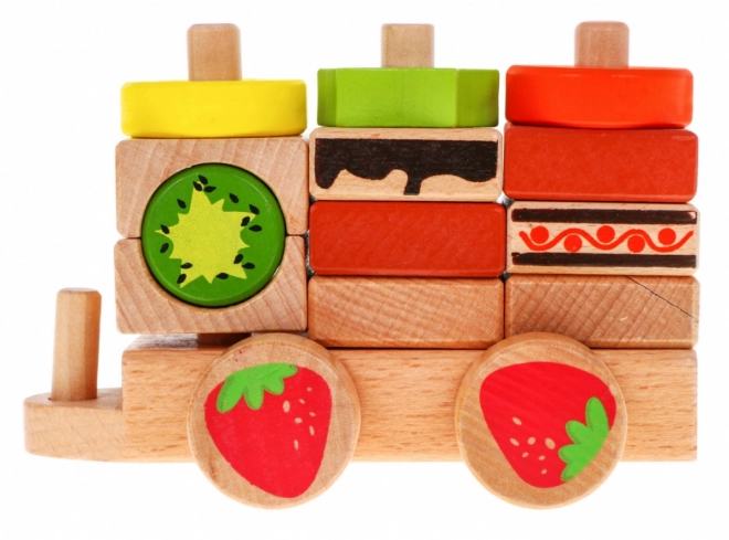 Locomotiva in legno con sorter per bambini 3+ Gioco sensoriale + 27 blocchi