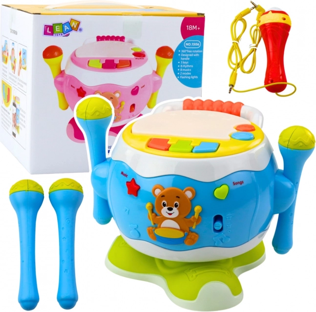 Tamburo musicale interattivo per bambini con luci e suoni blu