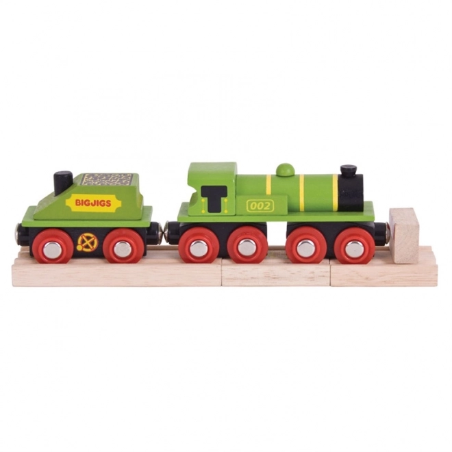 Locomotiva Verde con Tender e 3 Binari di Bigjigs Rail