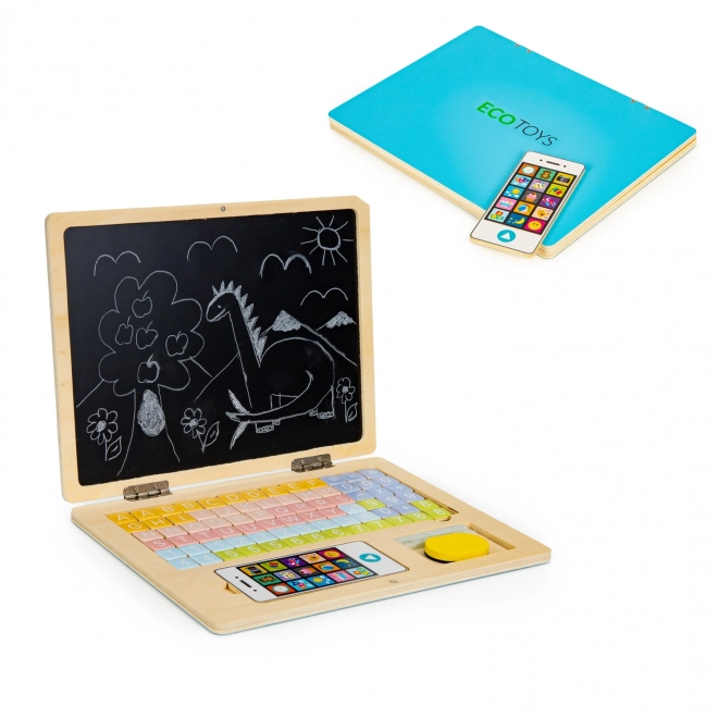 Lavagna magnetica educativa in legno con lettere e telefono ECOTOYS