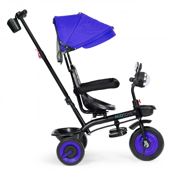 Triciclo passeggino 3 in 1 per bambini con sedile girevole e capottina