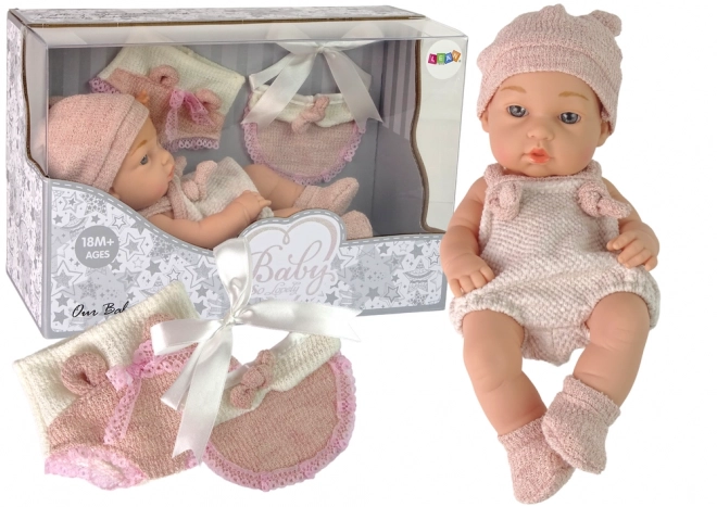 Bambola Dolce Neonato Maglione e Cuffietta Rosa 30 cm