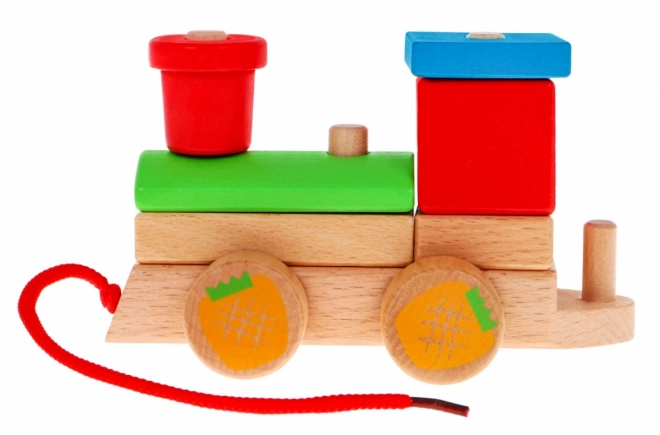 Locomotiva in legno con sorter per bambini 3+ Gioco sensoriale + 27 blocchi