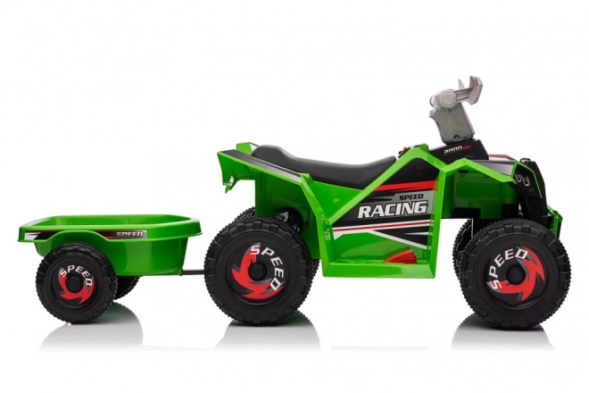 Quad elettrico verde con rimorchio