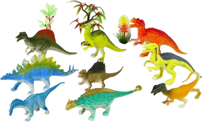 9 dinosauri diversi in colori vivaci
