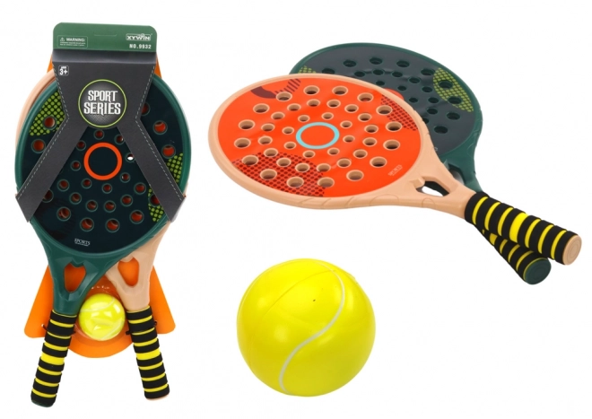 Set di 2 Racchette da Padel per Bambini Verde Beige con Pallina Gialla