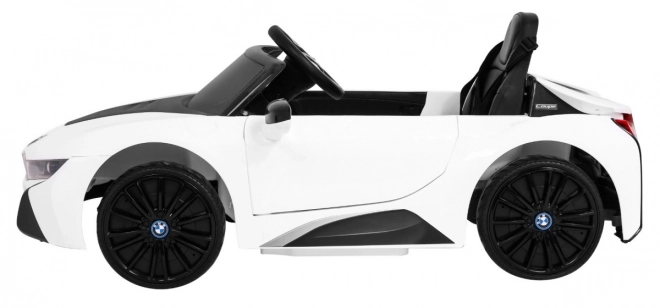 Auto a batteria BMW I8 Lift Bianco + telecomando + avviamento lento + cinture a 3 punti + MP3 USB + LED