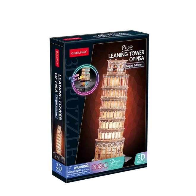 Puzzle 3D LED Torre Pendente di Pisa Versione Notturna