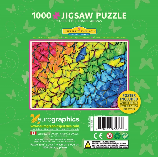 Puzzle Eurographics Arcobaleno di Farfalle 1000 Pezzi in Scatola di Latta