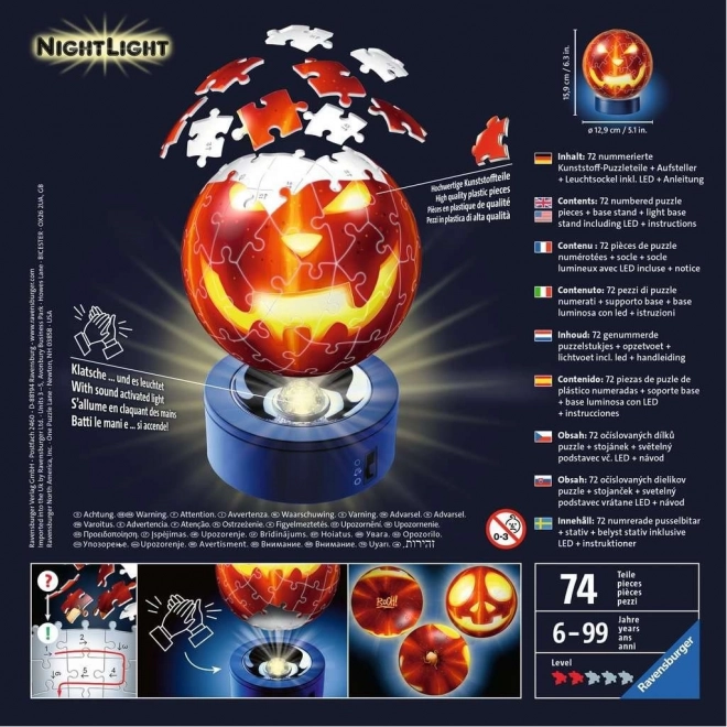 Testa di zucca illuminata 3D Ravensburger 74 pezzi