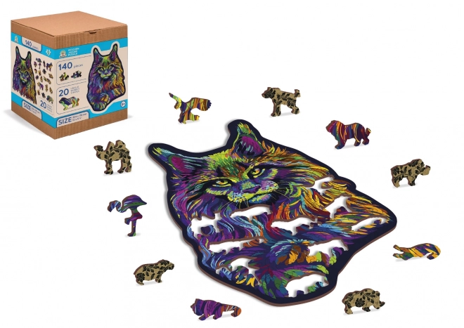 Puzzle in legno Gatto Selvaggio Arcobaleno 140 pezzi