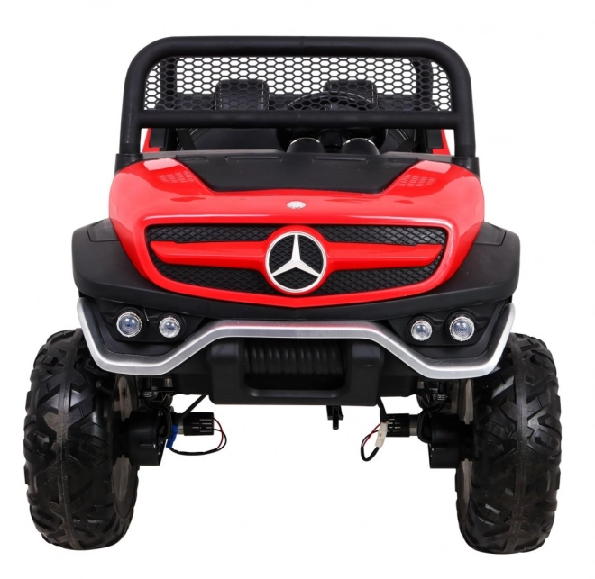 Mercedes Benz Unimog per bambini rosso + 4x4 + telecomando + portabagagli + avvio lento + MP3 LED