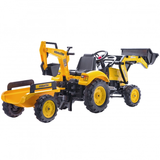 Trattore a pedali Komatsu con benna anteriore e posteriore e rullo