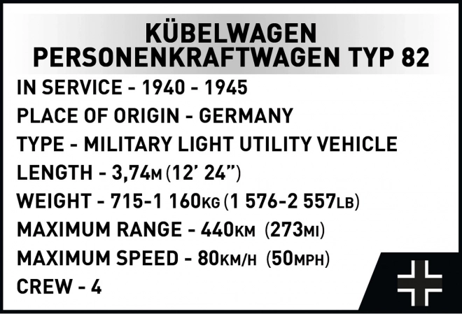 Kubelwagen Raffinato Modell in Scala 1:12 di Cobi