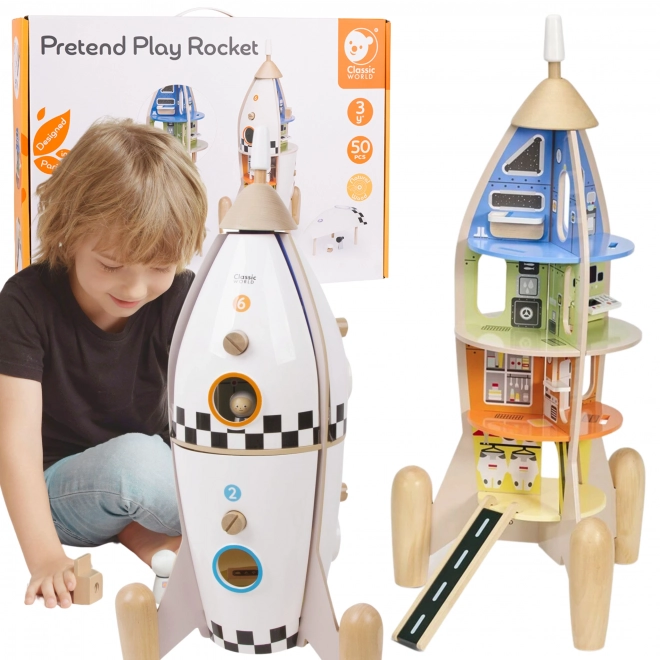 Razzo in Legno per Bambini con Figurine