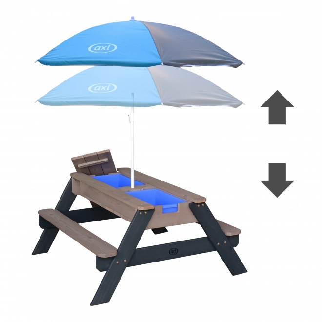 Tavolo da picnic Axi Nick con contenitori per sabbia/acqua e ombrellone