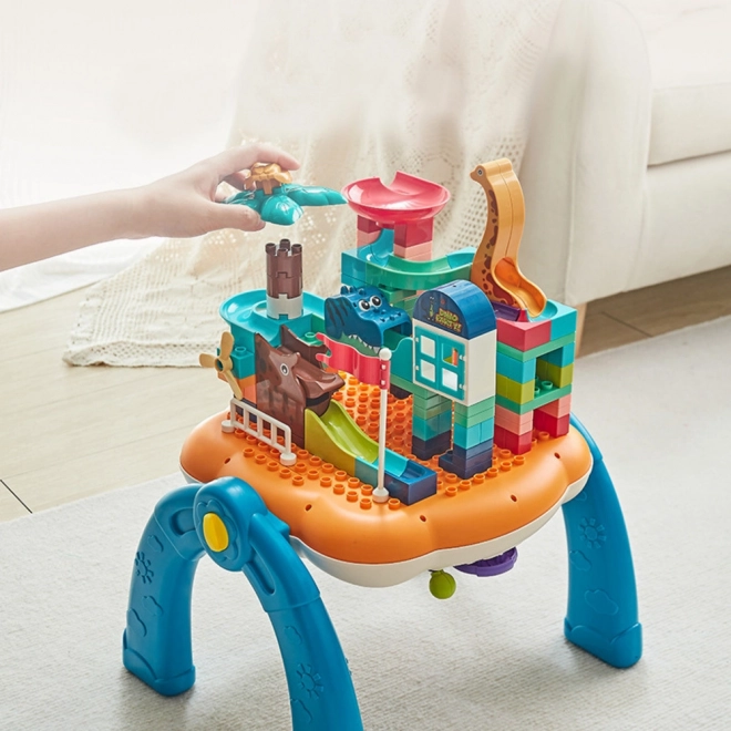 Tavolo didattico interattivo 2 in 1 con piano da costruzione Blu