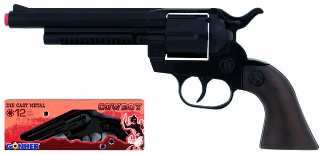 Revolver da cowboy in metallo nero 12 colpi