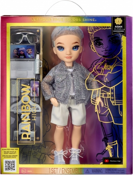 Rainbow High bambola fashion Aiden Russell viola con accessori