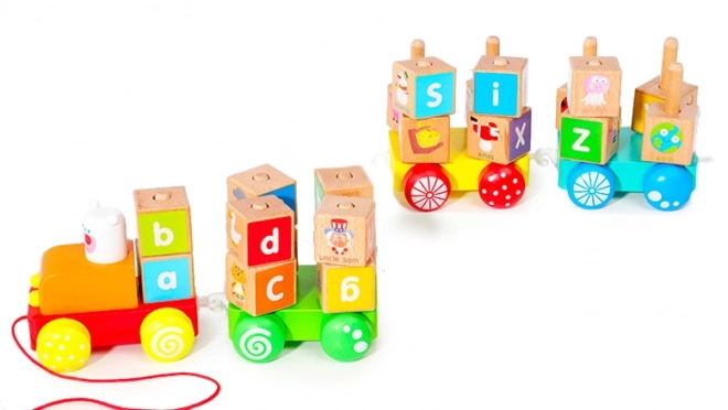 Trenino di legno educativo con blocchi e alfabeto Ecotoys