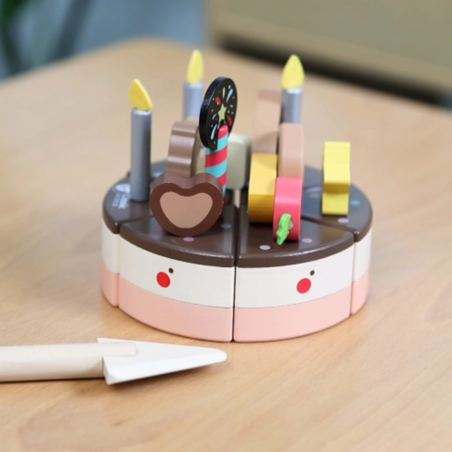 Torta di compleanno in legno da tagliare 19 pezzi