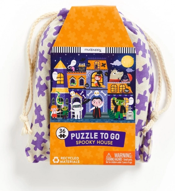 Puzzle Casa Stregata di Mudpuppy nella sacca di stoffa