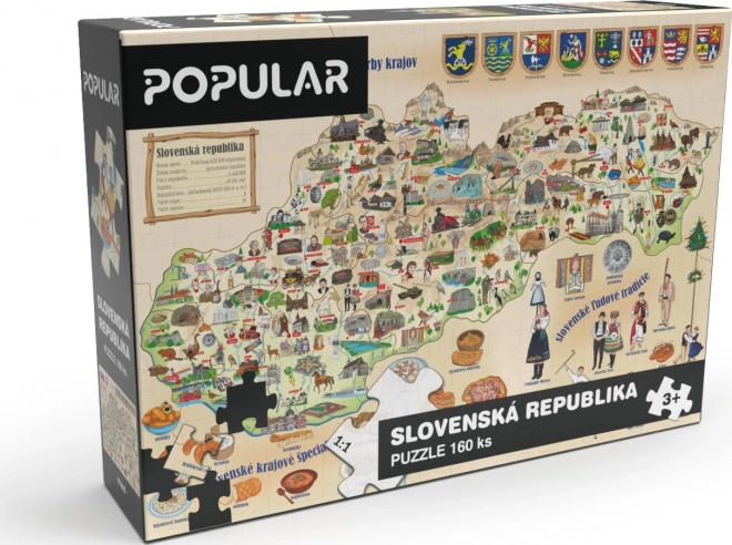 Puzzle Popolare Mappa della Slovacchia 160 pezzi