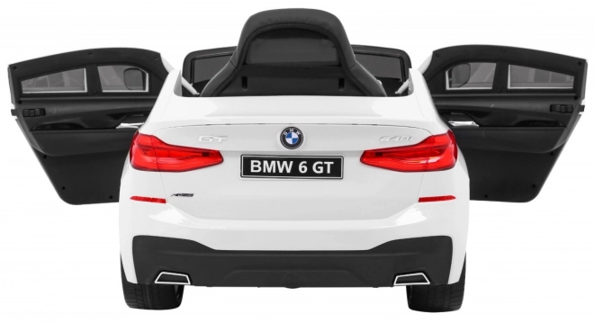 BMW 6 GT Auto bianco a batteria + telecomando + avvio lento + EVA + cinture + LED MP3