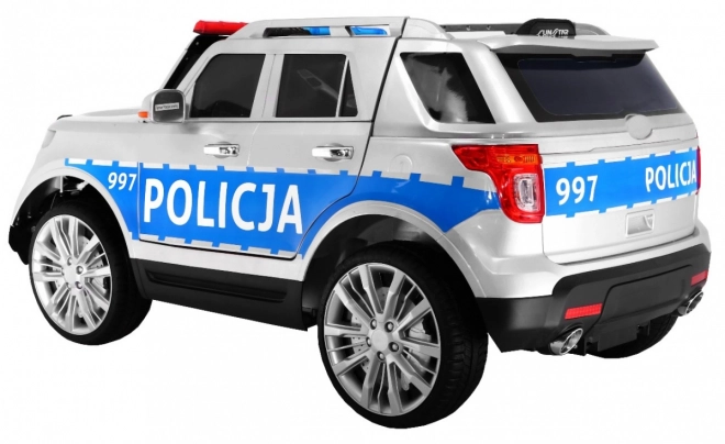 Auto della polizia SUV per bambini a batteria + sirene + luci + megafono + telecomando + avvio lento + EVA + adesivi
