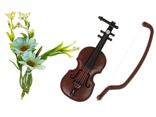 Bambola per bambini Emily con violino e fiori