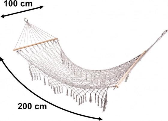 Amaca da giardino Boho con frange grigia 200 cm