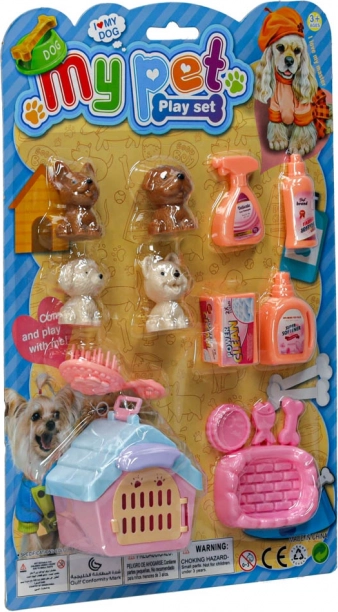 Salone SPA di parrucchiere per cani con figurine e accessori - 14 pezzi